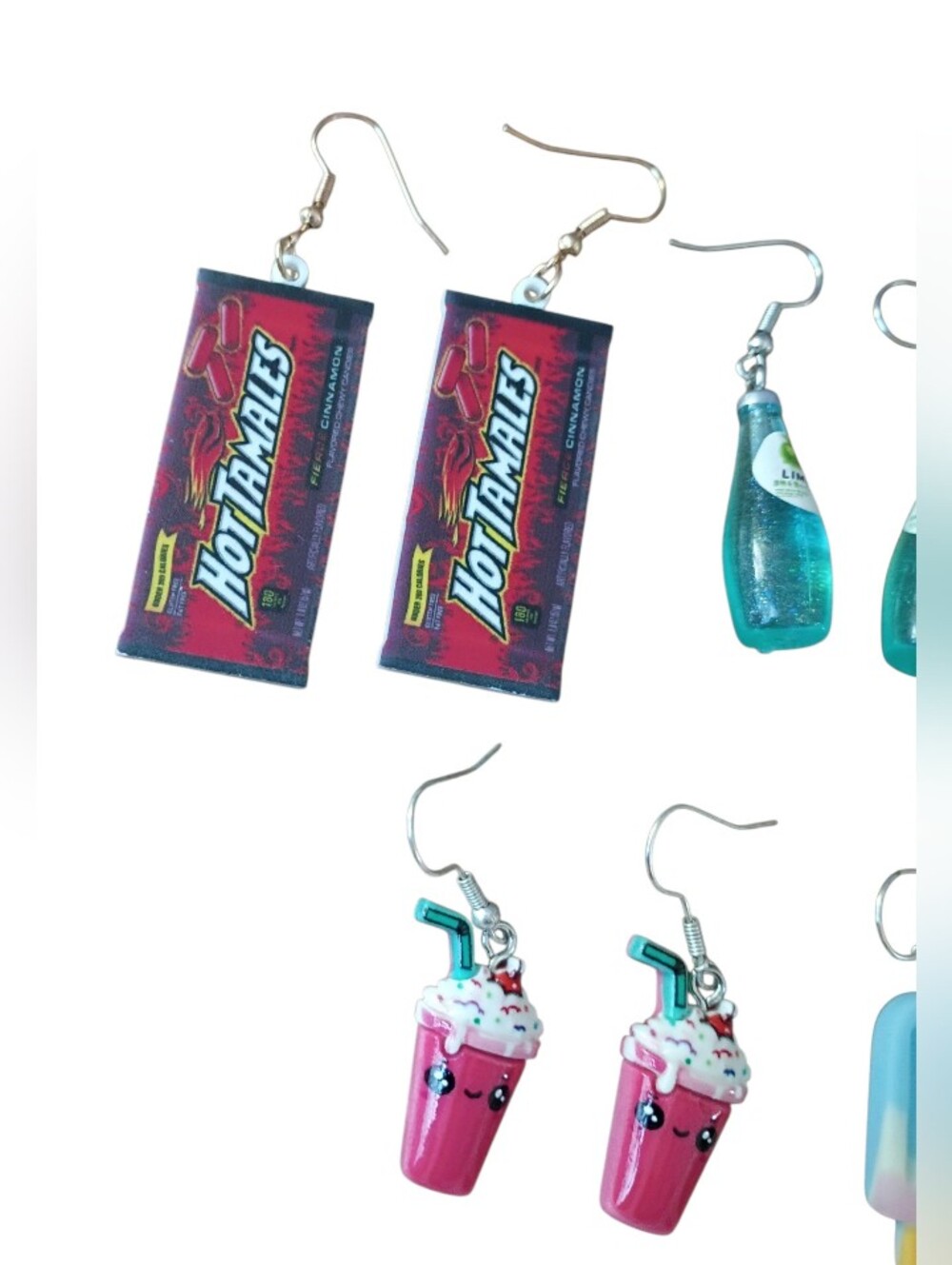 Novelty Earrings Bundle Kawaii Popsicle Drink Dangle Earrings Y2K Lot - Picture 2 of 5